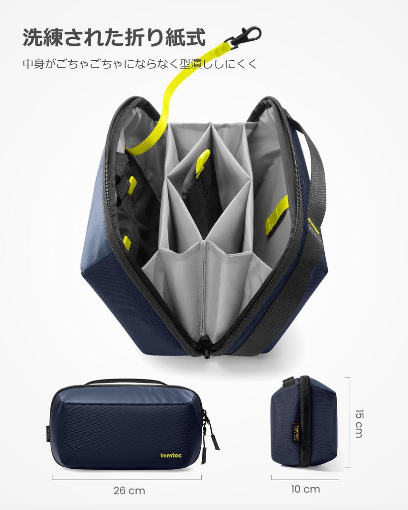 tomtoc Gadget Pouch Accessory Large Compatible with MacBook Mobile USB PC Multipurpose Business Home Navy Bag, Capacity, Adapter, Cables, Devices,