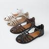 Flat-bottomed Fashion Sandals Women's Summer Retro Woven Hollow Breathable Bag Head One-word Buckle Sandals