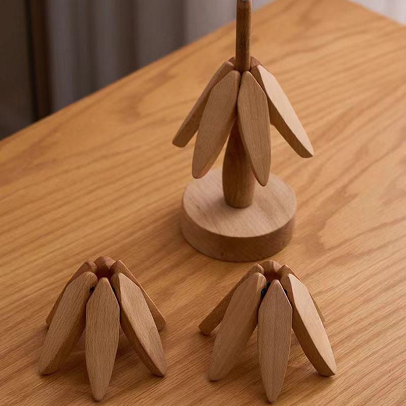 4-teiliges/Set Holz Hitzebeständige Matte Esstisch Dekoration Isolieruntersetzer Basis Set Holzhandwerk Küchentisch Dekor