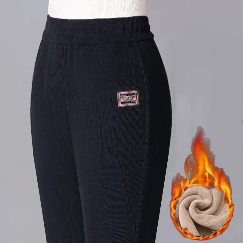 Women's High-Waist Elastic Corduroy Harem Pants - Thickened Velvet for Autumn/Winter