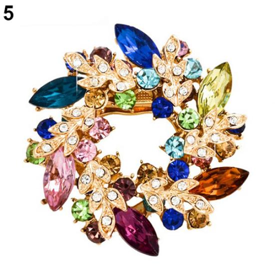 1 Pc Fashion Ladies Rhinestone Flower Bouquet Brooch Pin Scarf Bag Jewelry Charm