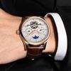 Heren Horloges Automatisch Mechanisch Horloge Tourbillon Klok Echt Leer Waterdicht Horloge Mannen Militaire Polshorloge Man