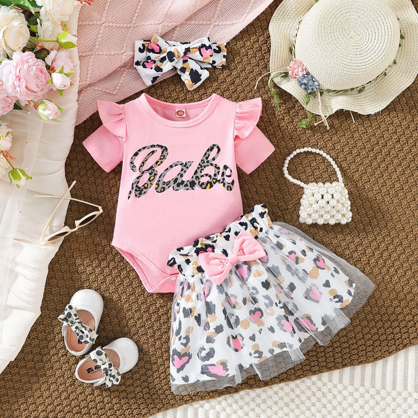 

Girls Clothing Double Layer Flutter Sleeve Letter Print Top with Lantern Bow Shorts Trendy Girls Set 9-12Months розовый