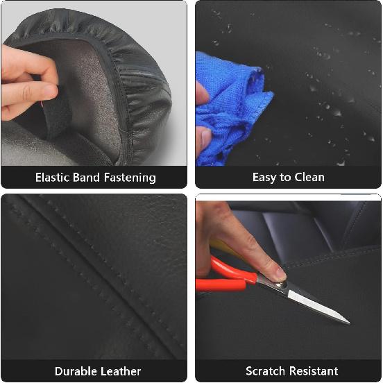 Armrest Cover Suitable for Toyota Camry 2007-2011 Leather Central Console Armrest Box Protector Pad (Black Leather + Black Stitch)