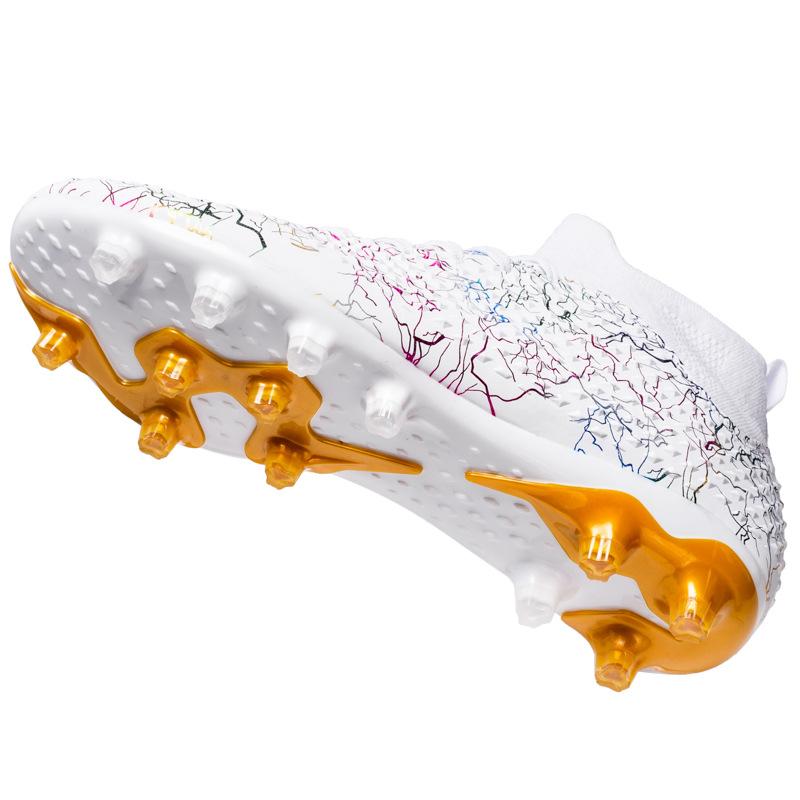 Youth Professional Soccer Shoes Large Size AG Long Spike Football Cleats Electroplated Leather Foot Training Cleats Grass Field