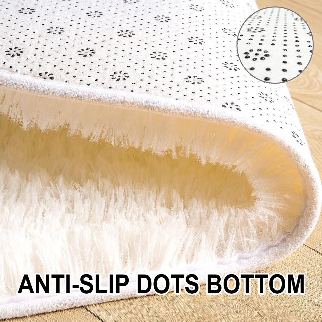 Soft Silky Oval Plush Rug for Kids Bedroom Living Room Sofa Area Balcony Home Decor Girl Room Floor Mat