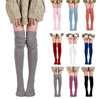 Women's Extra Long Knitted Over-the-Knee Socks - Autumn/Winter, Thick Cable Knit, European & American Style Thigh-Highs