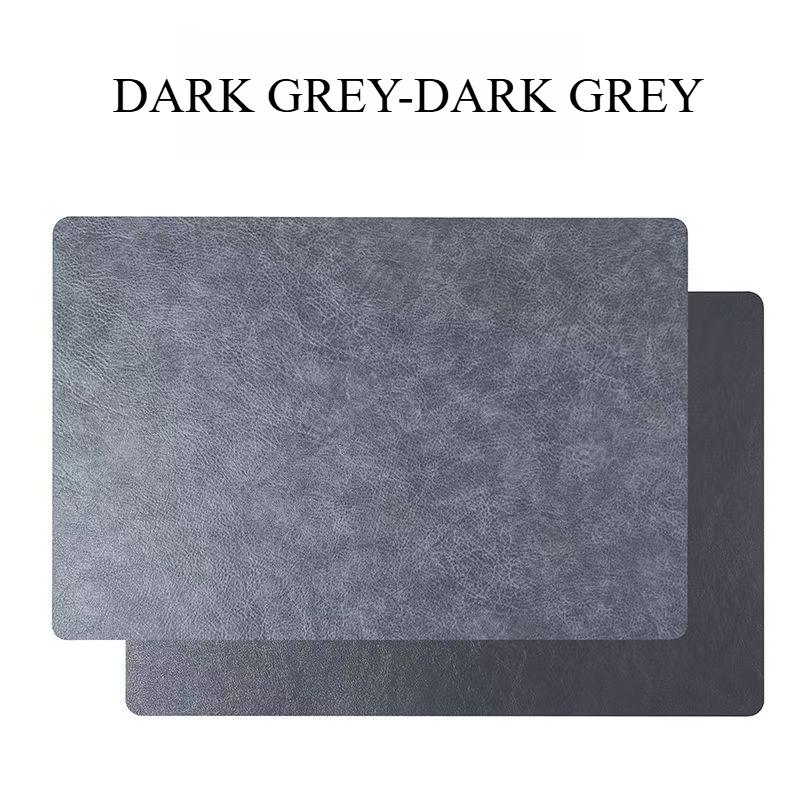 Inmos 4PC Cowhide-style Waterproof and Oil-resistant Faux Leather Table Mat Double-sided Rectangular Placemat Wash-free Design