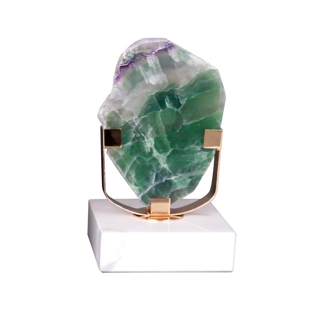 Natural Green Fluorite Crafts Sculpture Crystal Base Ornaments Desk Decoration Modern Crystal Artwork Room Aesthetics Decor