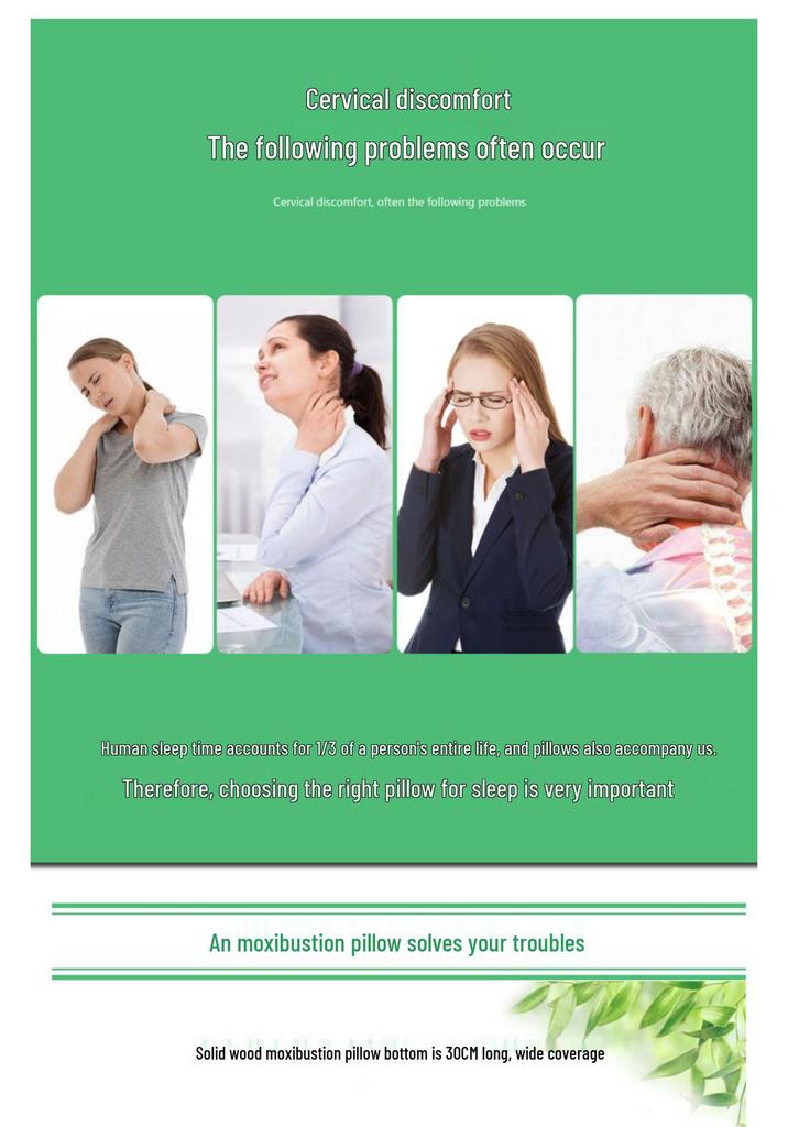 Portable Wooden Moxibustion Pillow for Cervical & Lumbar Spine
