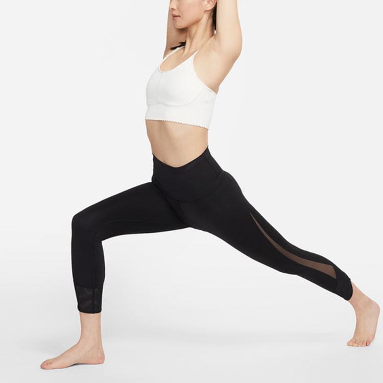 Nike Yoga Mesh-Einsatz Einfarbig Gekürzte Leggings Damen Leggings Schwarz DD5561-010