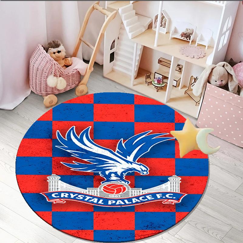 1PC round rug Crystal Fc Crest Printed Round Area Rug ,Rug For Home Office, Round Chair Rug, Decorative Carpet Fan gifts Christmas gift