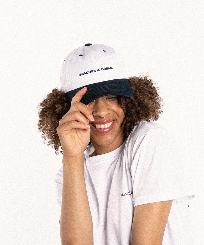 Bichiseuaenkeulim Small Logo Two-Tone Ball Cap-White(Navy)