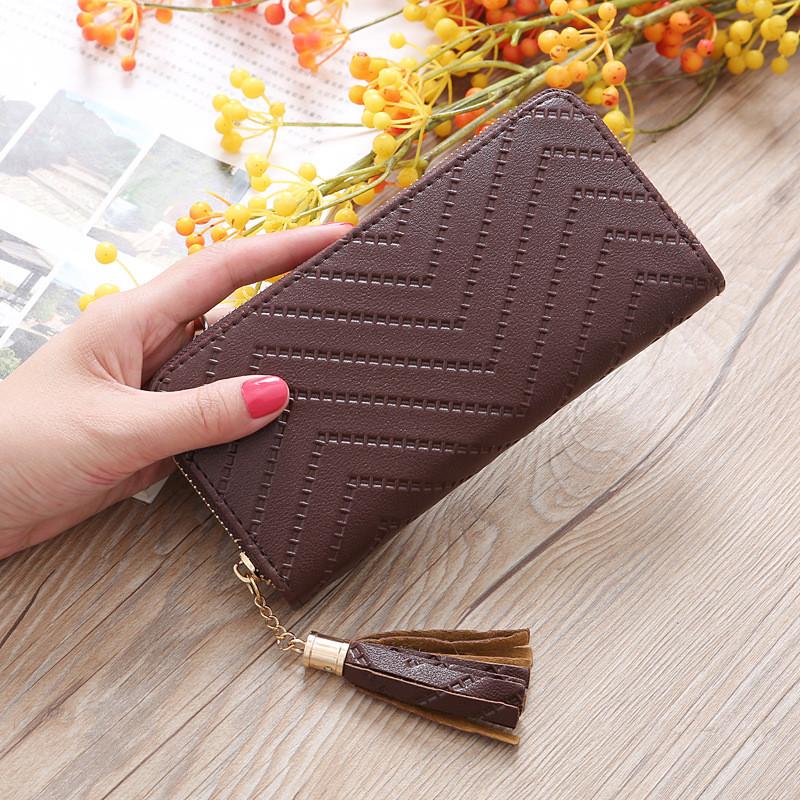 Stylish Long Zipper Wallet For Women With Trendy Tassel Design In Elegant Colors