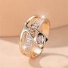 1 Pc Golden Color White Stone Key Pendant Ring Wedding Band Valentine's Day Jewelry
