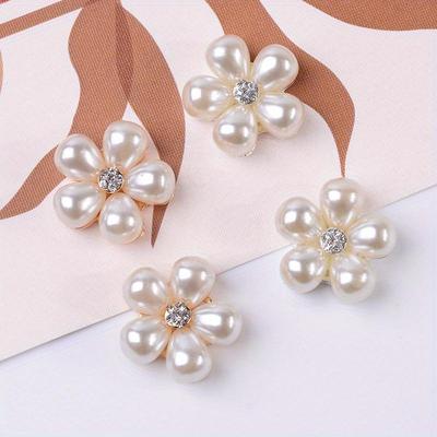 10 Stück/Los Legierung Strass Perle Knöpfe Mädchen Haar Hochzeitseinladungskarte Dekorative Knöpfe Kleid Bastelarbeiten Schmuckzubehör
