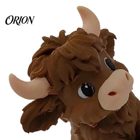 Collectible Highland Cow Toys 3D Printed Figurines, Cartoon Sitting Sculpture, Cute Animal Unique Birthday Presents Ornament for Desk Decoration,