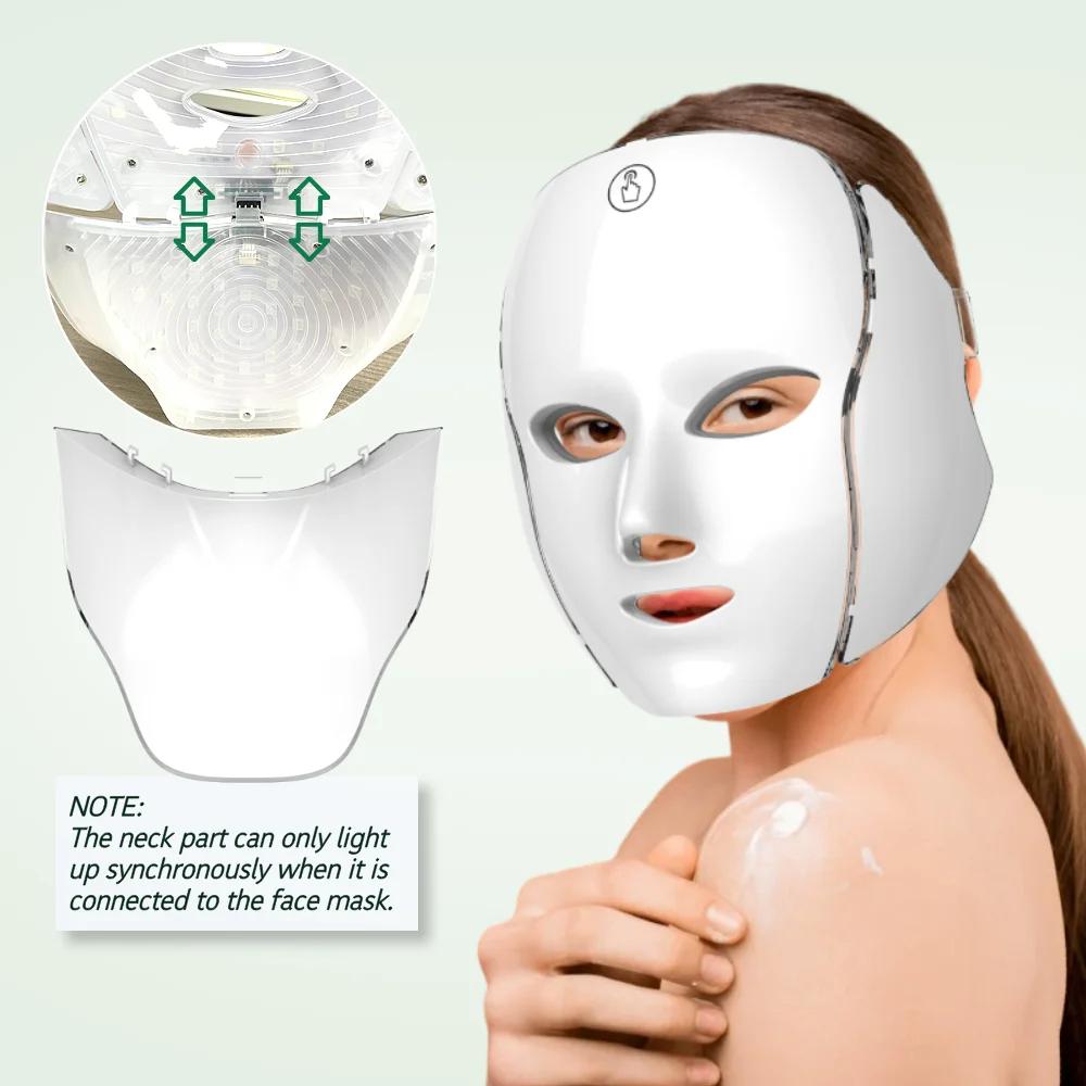 192 LEDs Face Neck Mask 7 Colors Red Light Beauty Device Rechargeable