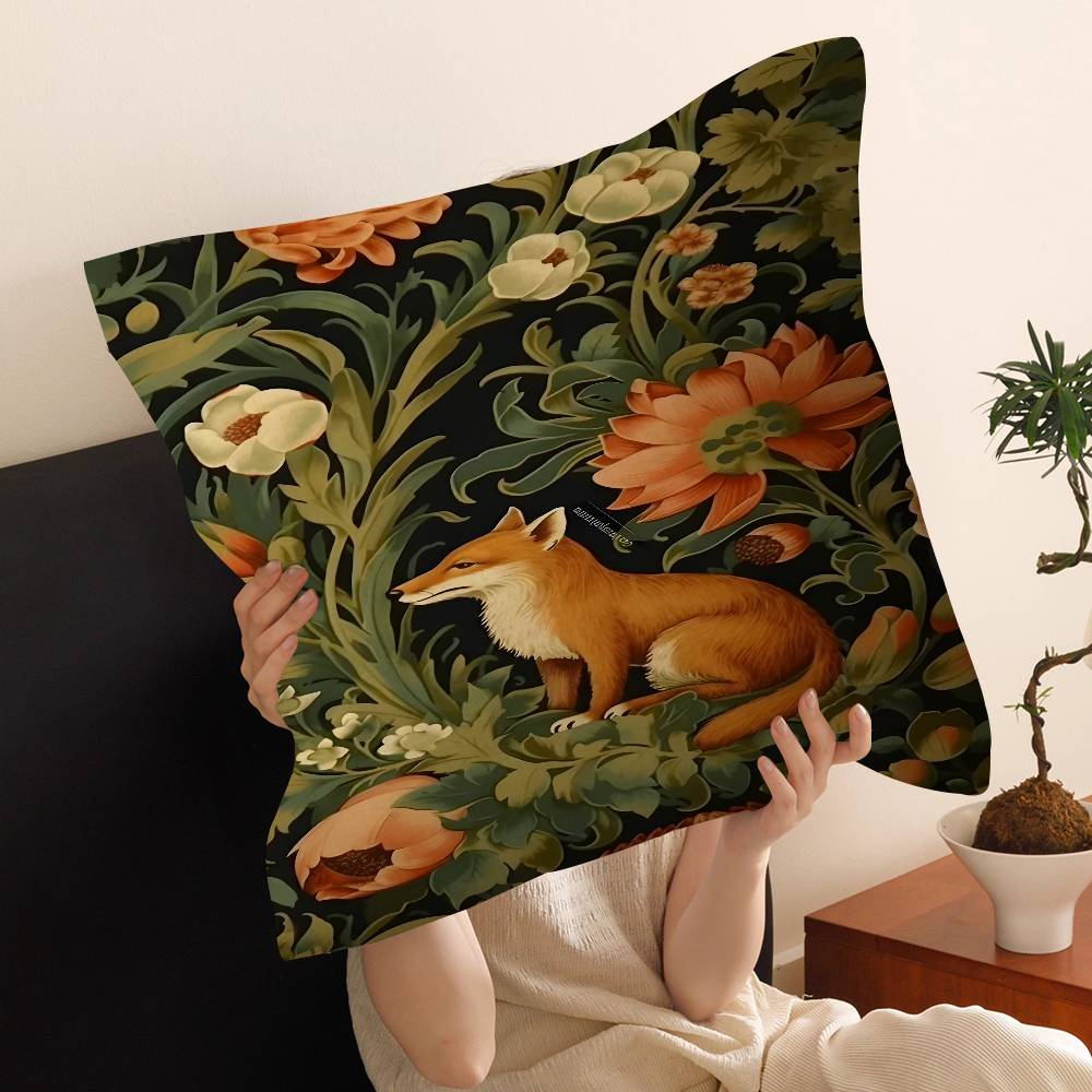 Anime Fox Printed Cushion Cover Inches Farmhouse Decor Home Throw Pillow Covers for Couch Decorations