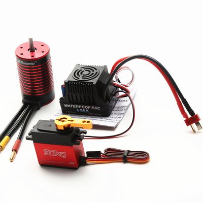 GTSKYTENRC Vodotěsný 3660 bezkomutátorový motor 4200KV s 80A bezkomutátorovým ESC s 30KG servy pro Trax4