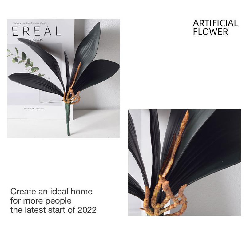 1Pc Artificial Plants DIY PU Flowers Phalaenopsis Leaf Black Floral Decoration Orchid Leaves Real Touch