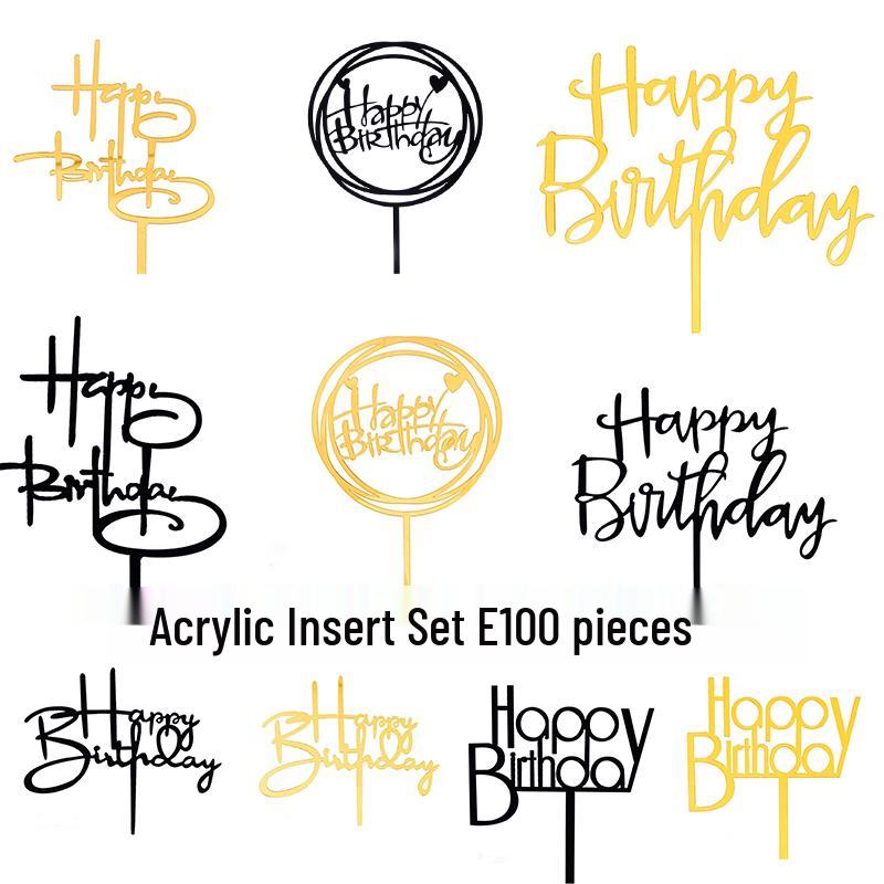 50 Stück Goldene Acryl-Kuchenstecker - Geburtstag, Festival, Muttertagsfeier