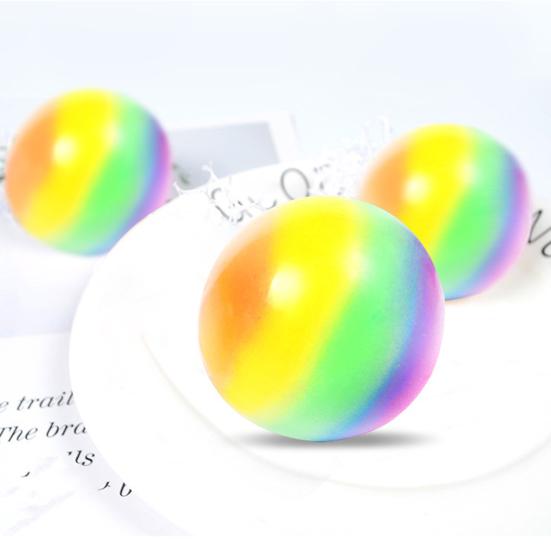 Rainbow Stress Ball Squeeze Toy Slow Rising Stress Relief Colorful Flour Ball Home Office Desk Toy Decompression Tool