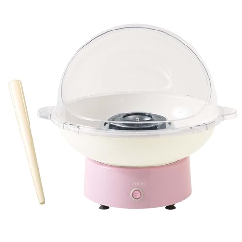 LITHON Cotton Candy Dome KDCC-004P, Official Online Exclusive, Cute Pink, Fun for Kids, Includes Cover, Easy to Clean, Makes Candy Canes, Brings Festi
