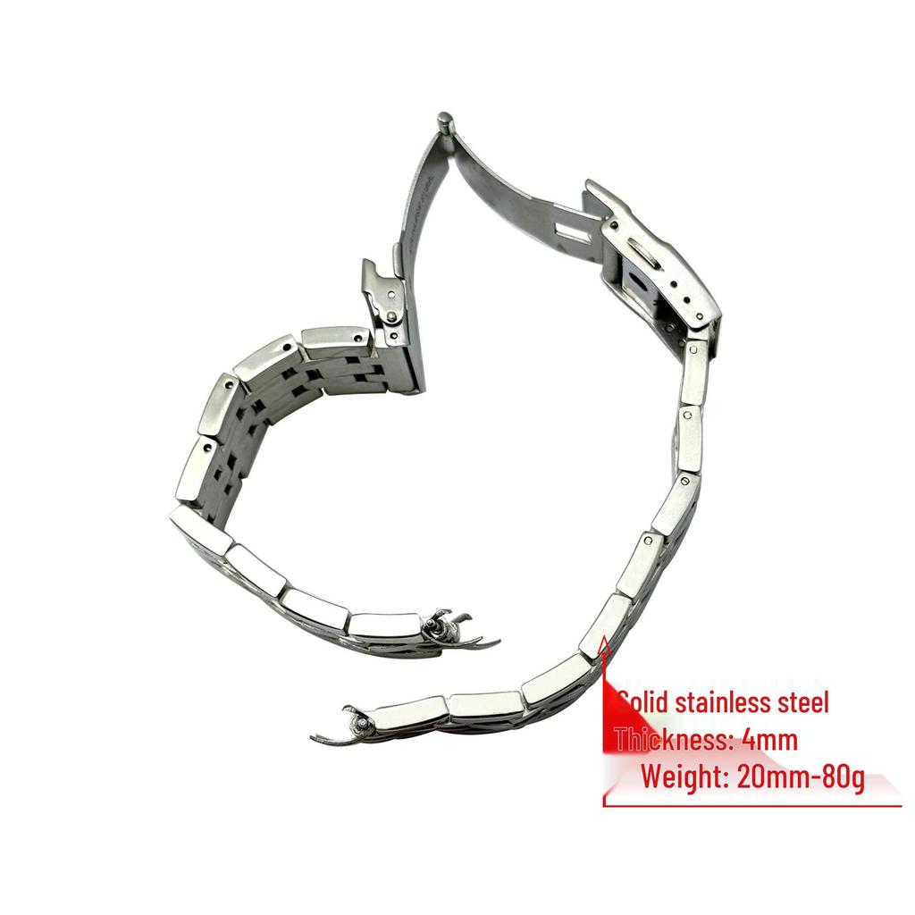 Braccialetto in Acciaio Inossidabile Solido a Cinque File per Orologi Seiko, con Chiusura di Sicurezza e Estremità Curve - 20mm/22mm