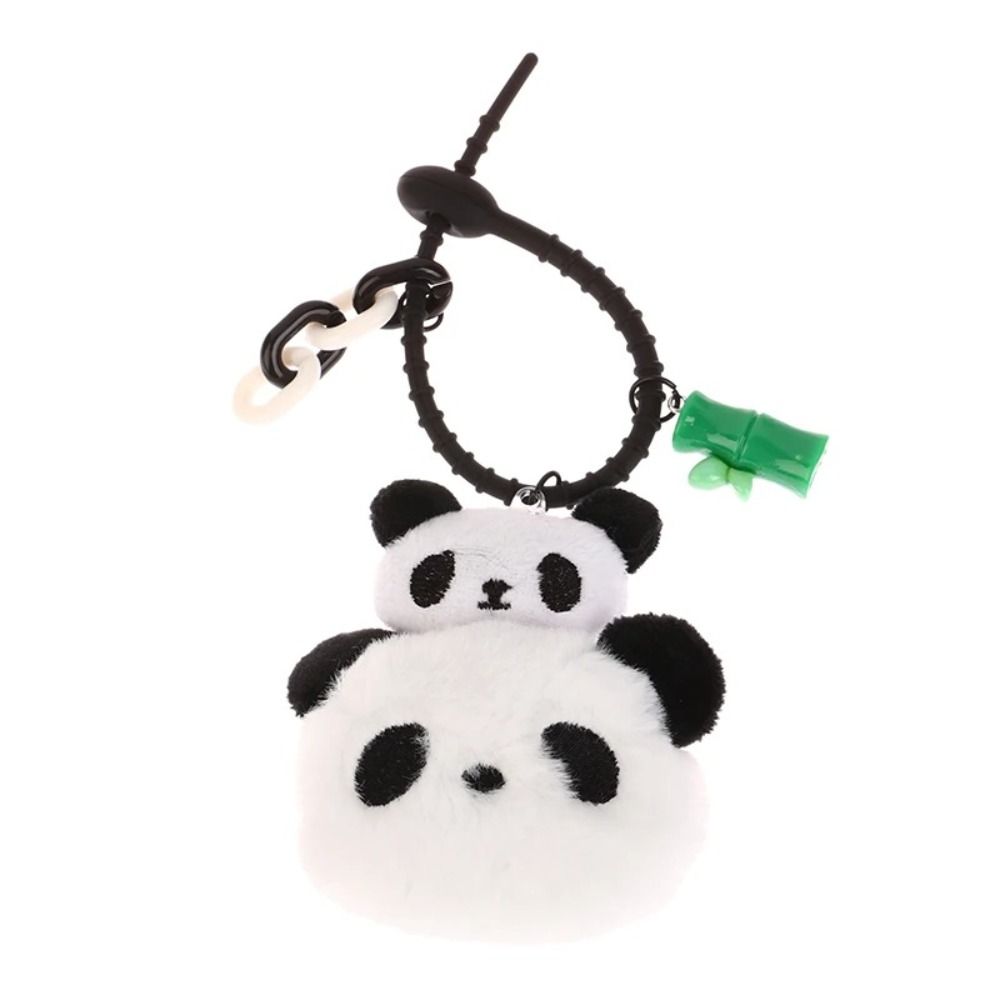 Cartoon Bamboo Tube Panda Keychain Cute Panda Keychain Kawaii Animal Pendant  Hanging Accessory