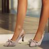 Autumn New Bow Women's Sandals with Pointed Toe High Heel Sandals Shallow Mouth Temperament High Heels Women Slim Heel Sandals