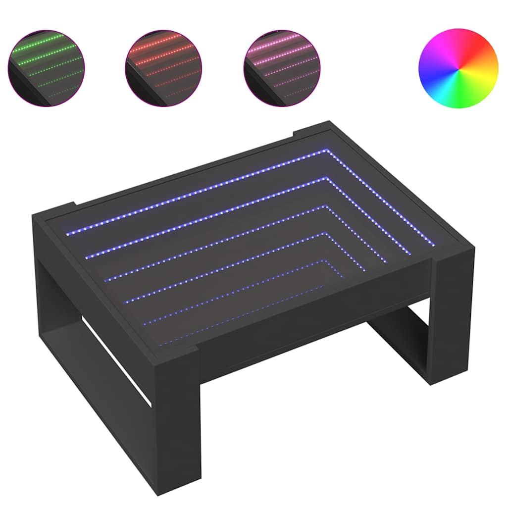 Infinity LED Coffee Table in Black 70 x 53 x 30 cm
