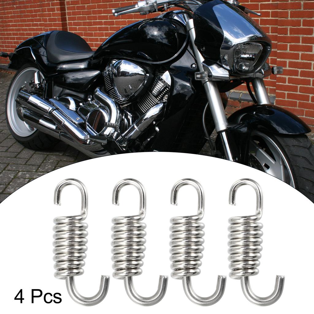 Motoforti 2Pcs 4Pcs 6Pcs 43mm 58mm Muffler Exhaust Pipe Spring for Motorcycle Universal Stainless Steel Silver Tone