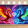 2D Magical Red Blue Dragons Tapestry Dragon Themed Event & Birthday Party Background