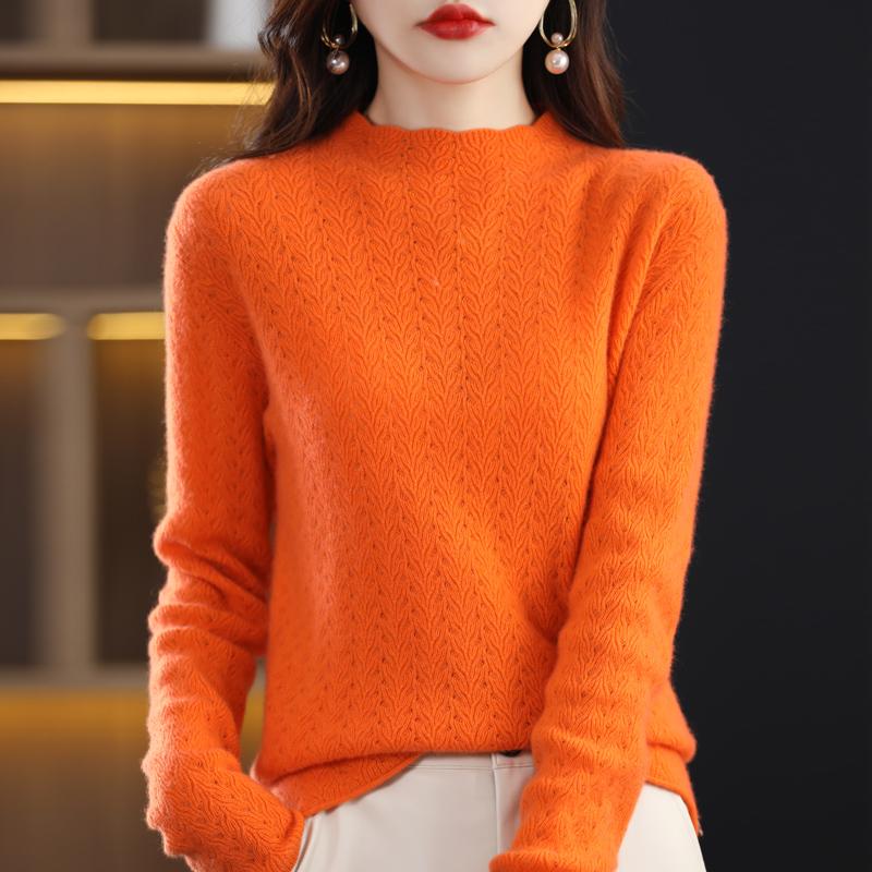 Women's Cashmere Sweater Qinghe Cashmere 30% Cashmere 70% Wool Women's Autumn and Winter Cashmere Sweater Soft and Warm