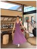 Dopamine Purple V-Neck Ice Silk Knitted Sleeveless Tank Dress for Women - Summer Vacation Style