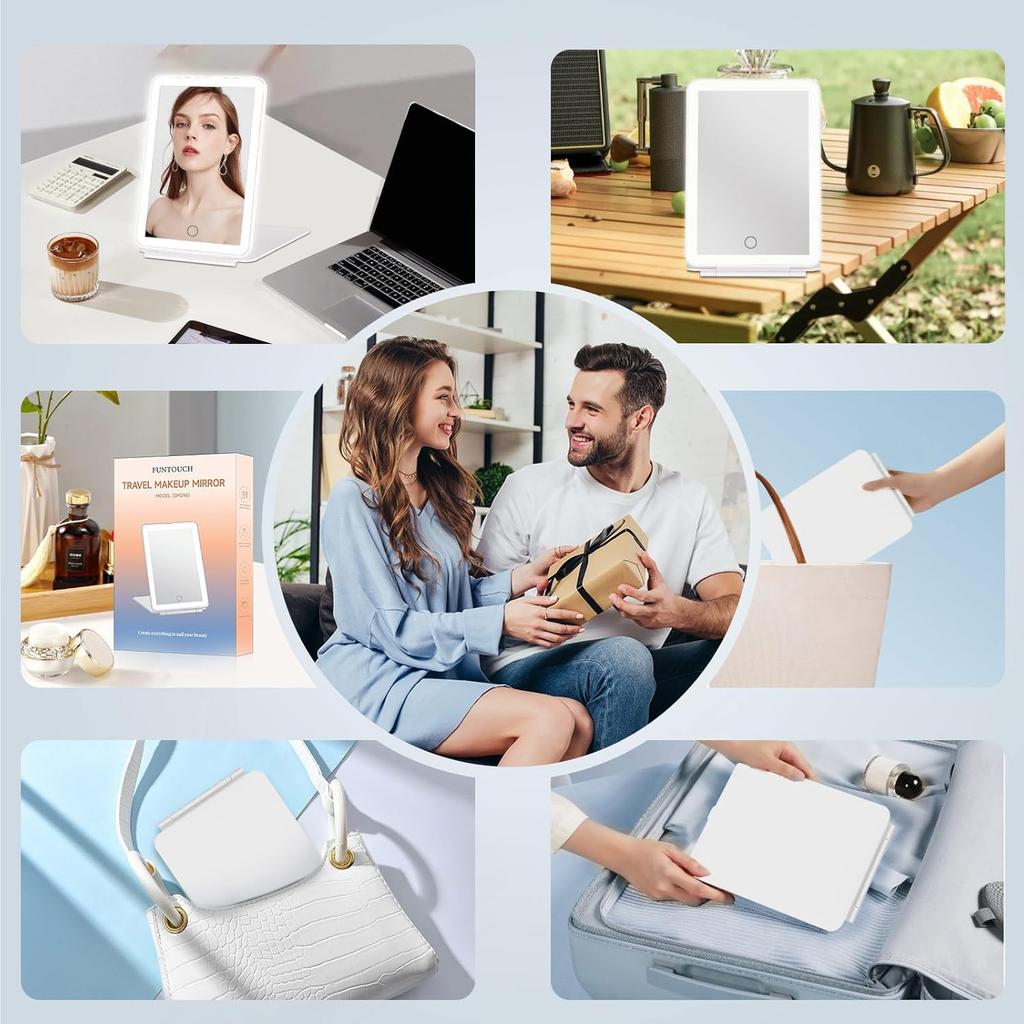 Rechargeable Travel Makeup Mirror , Portable Lighted Beauty Mirror