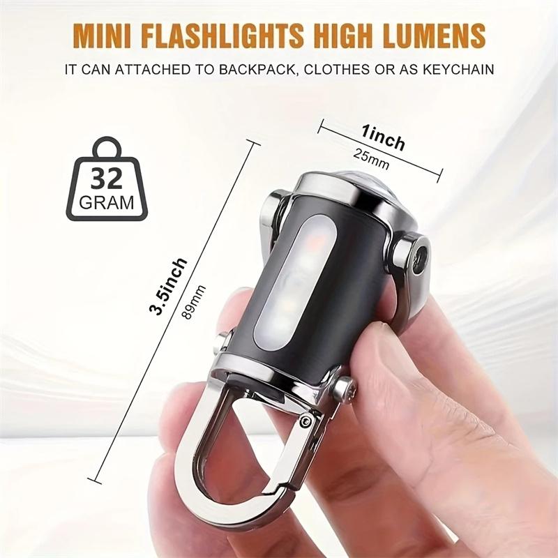 Powerful Mini COB LED Keychain Flashlight USB Rechargeable Hanging Work Light Waterproof Keyring Camping Walking Pocket Lamp