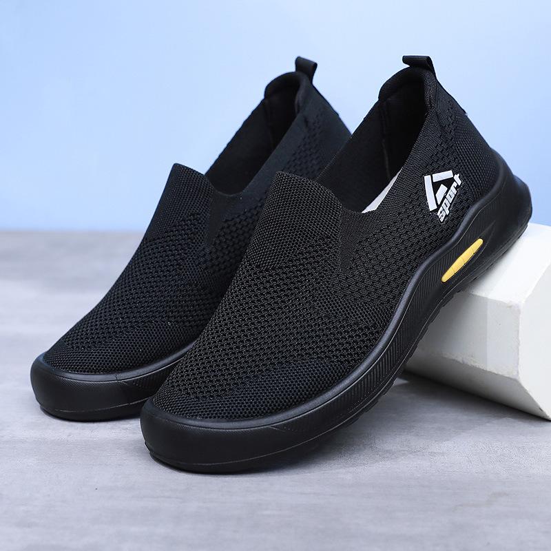 

Мужская удобная и дышащая обувь, кроссовки на платформе, обувь на одной педали, мягкая подошва, легкая, нескользящая, для улицы, весна и осень, новые модели 39 чёрный