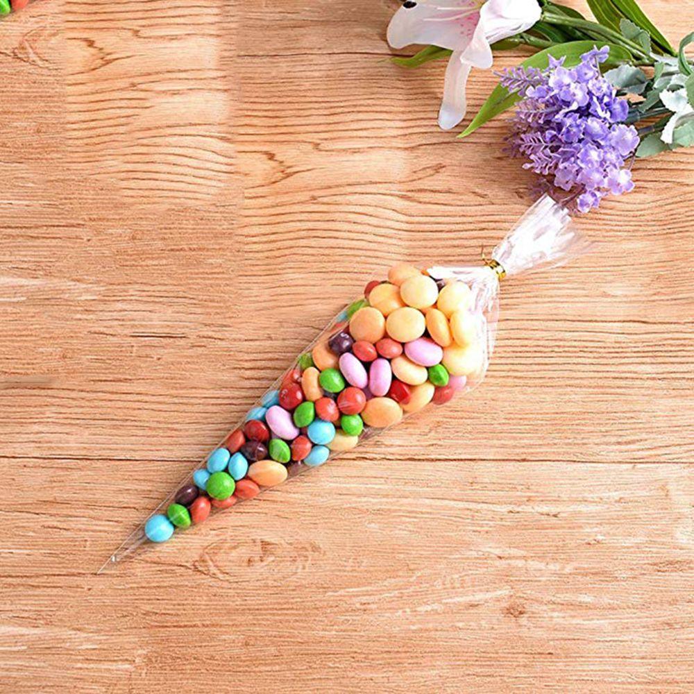 Celofan transparent Favor de petrecere Sigiliu Con Husă Pungă de bomboane din plastic Pachet transparent Buzunar pentru gustare