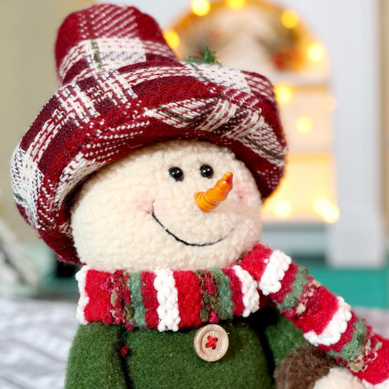 Weihnachtspuppe Weihnachten Retro kariert Alter Mann Schneemann sitzend Puppe Urlaub Dekoration Fenster Display