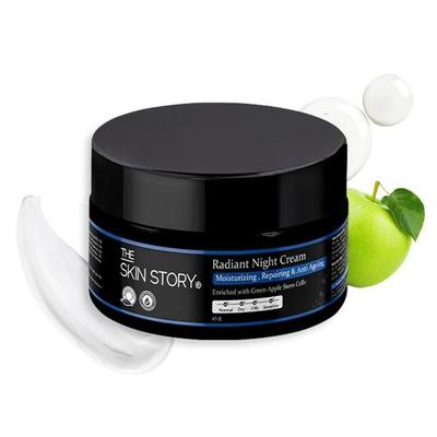 The Skin Story Crema Notte Illuminante Anti-Età per Donne | Crema Notte per una Pelle Luminosa e Radiosa | Combatte le Rughe Sottili | Con Cellule Staminali 45g