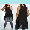 Solid Color Lace Floral Plus Size Asymmetric Shirt Dress With O Neck For Women