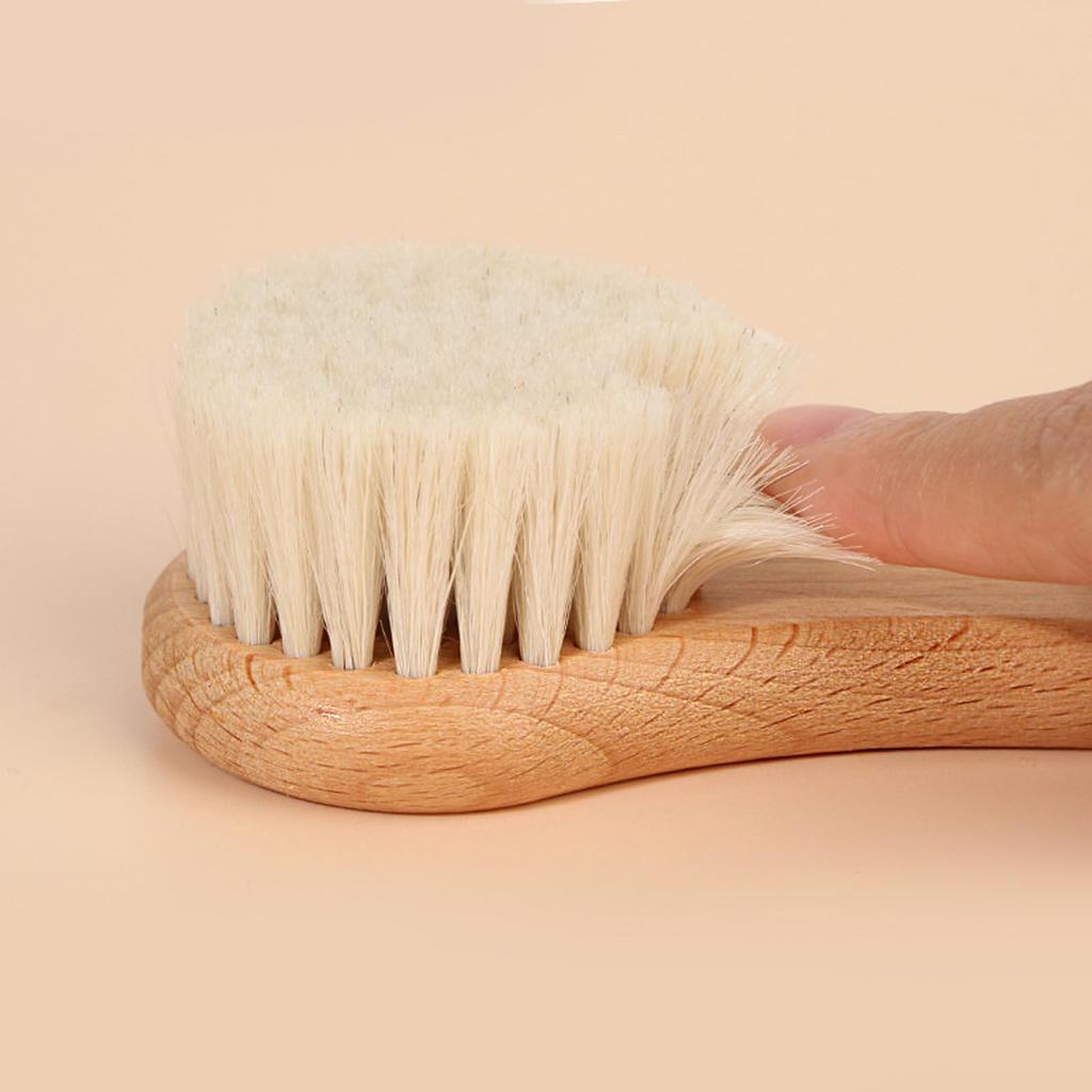Baby Brush Comb Set with Natural Wood Handle and Soft Animal Suitable for Newborns and Gentle Scalp Perfect As a Baby Shower & Bristles. Up. Care.