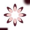 Press On Nail 24pcs Wine Red White Polkas French Design False Nail Breathable ABS Construction For Sensitive Fingers