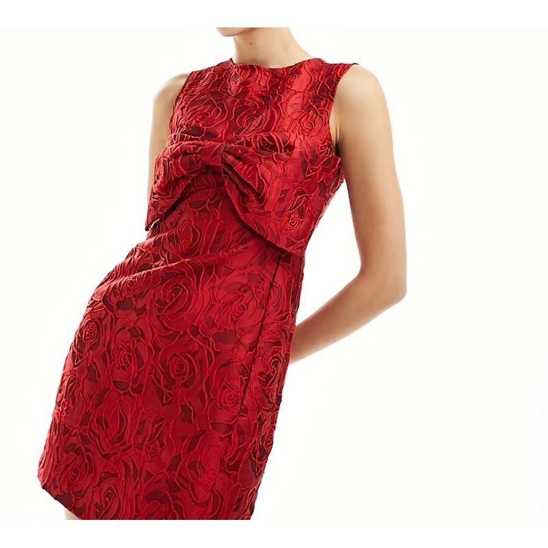 

Foreign Trade Lady Temperament Slimming Wine Red Bow Exquisite Jacquard Concave-Convex Design Niche Small Man Dress Burgundy M