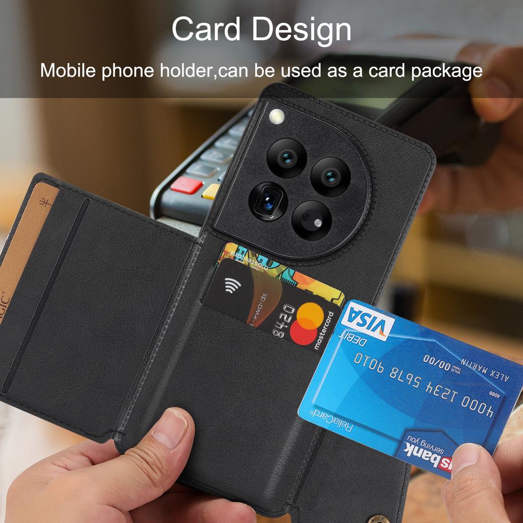 For OnePlus 12 5G Phone Case with Card Slots Magnetic Car Mount Phone Cover