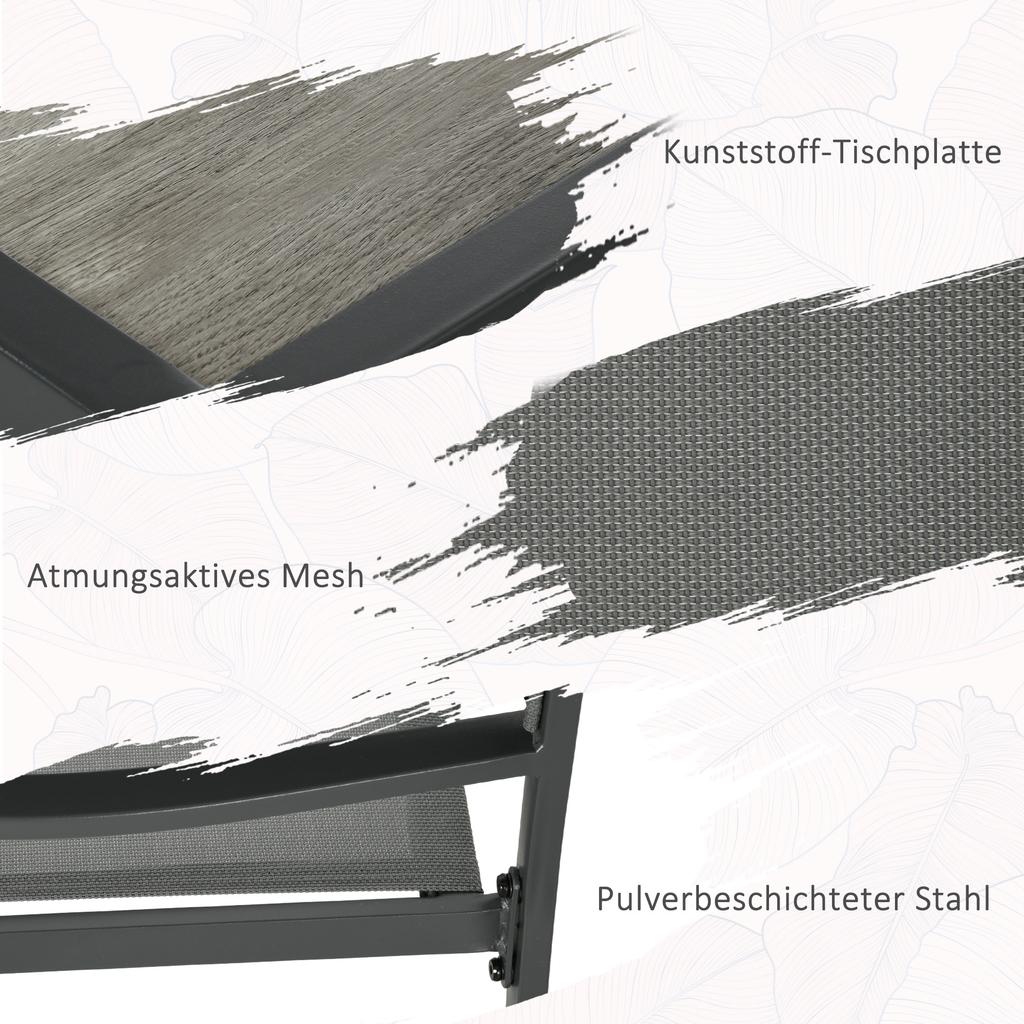 Five-Piece Casual Outdoor Dining Set, with Wood-Effect Table - Grey