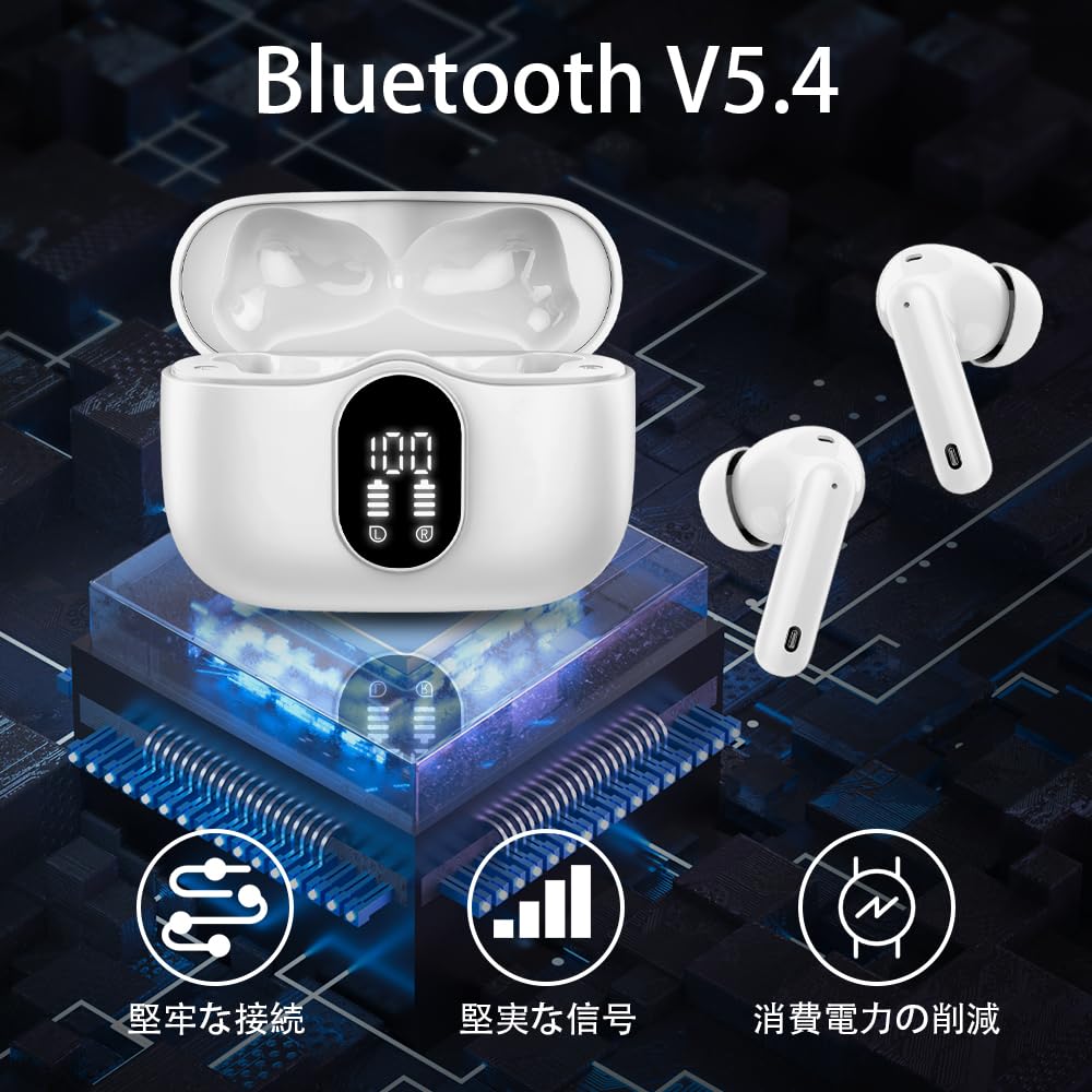 Bluetooth Wireless Earbuds Latest Bluetooth Bluetooth ENC Call Noise Instant Touch HiFi Sound iPhone Automatic Up To 40 Hours of Ultra Comfortable LED