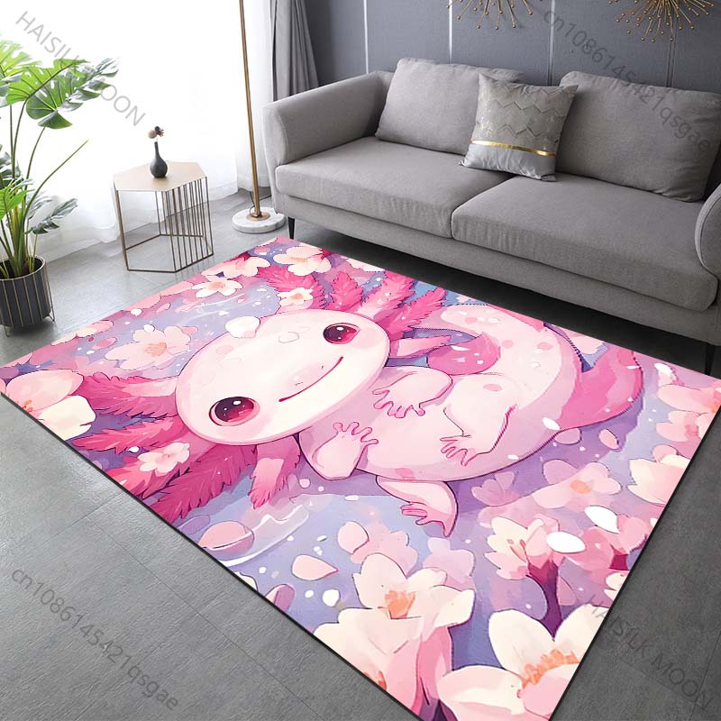 Pink aquatic creature with cherry blossoms Print Carpet Rug for Living Room Bedroom Sofa Doormat Home Decor Non-slip Floor Mat